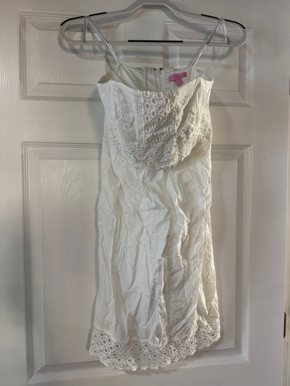 Lilly Pulitzer White Eyelet Dress with Pink Label